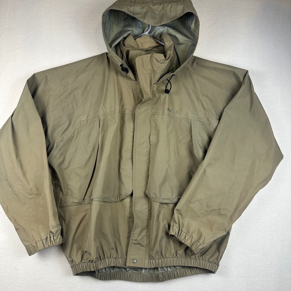Simms Fishing Jacket Mens XL Tan Gore-Tex Vintage Waterproof Outdoor Gorpcore